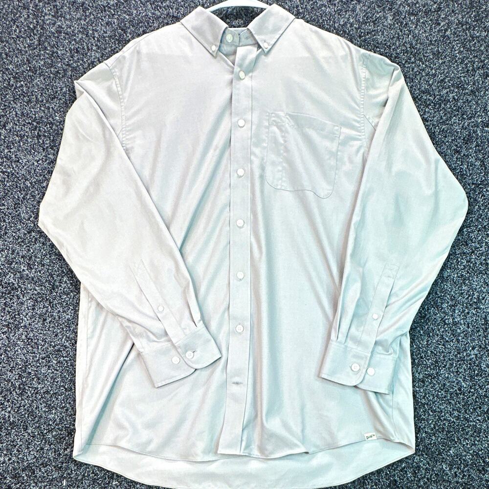 Duluth Trading Co. Men's LT Gray Solid Cotton Relaxed Fit L/S Button-Down
